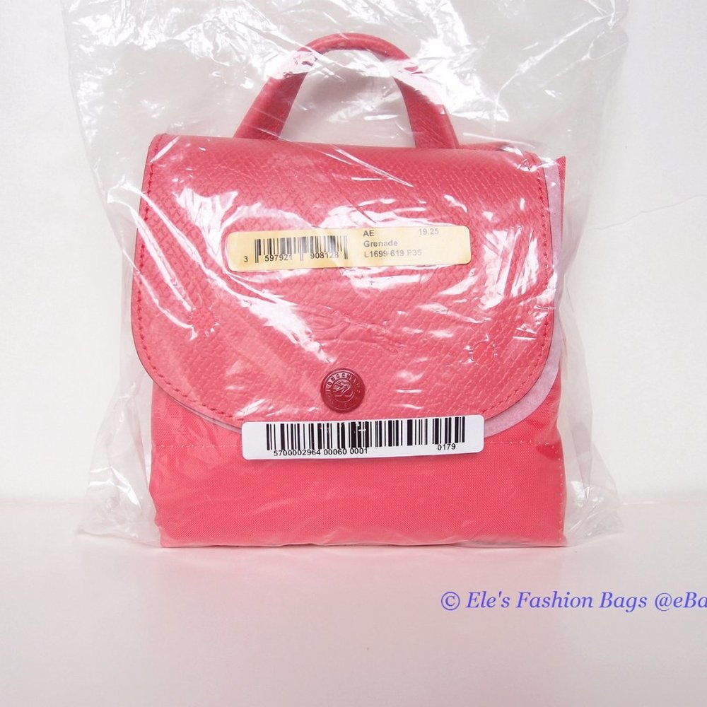 NWT LONGCHAMP Le Pliage Club Nylon Travel Backpack Pomegranate Pink AUTHENTIC - Picture 4 of 13